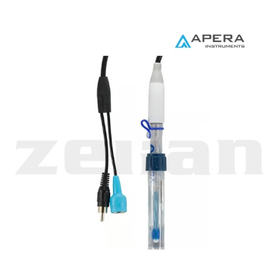 Electrodo de pH/temperatura de vidrio rellenable apto para buffer TRIS y productos proteínicos, con onectores BNC y RCA. Marca Apera, modelo LabSen 823